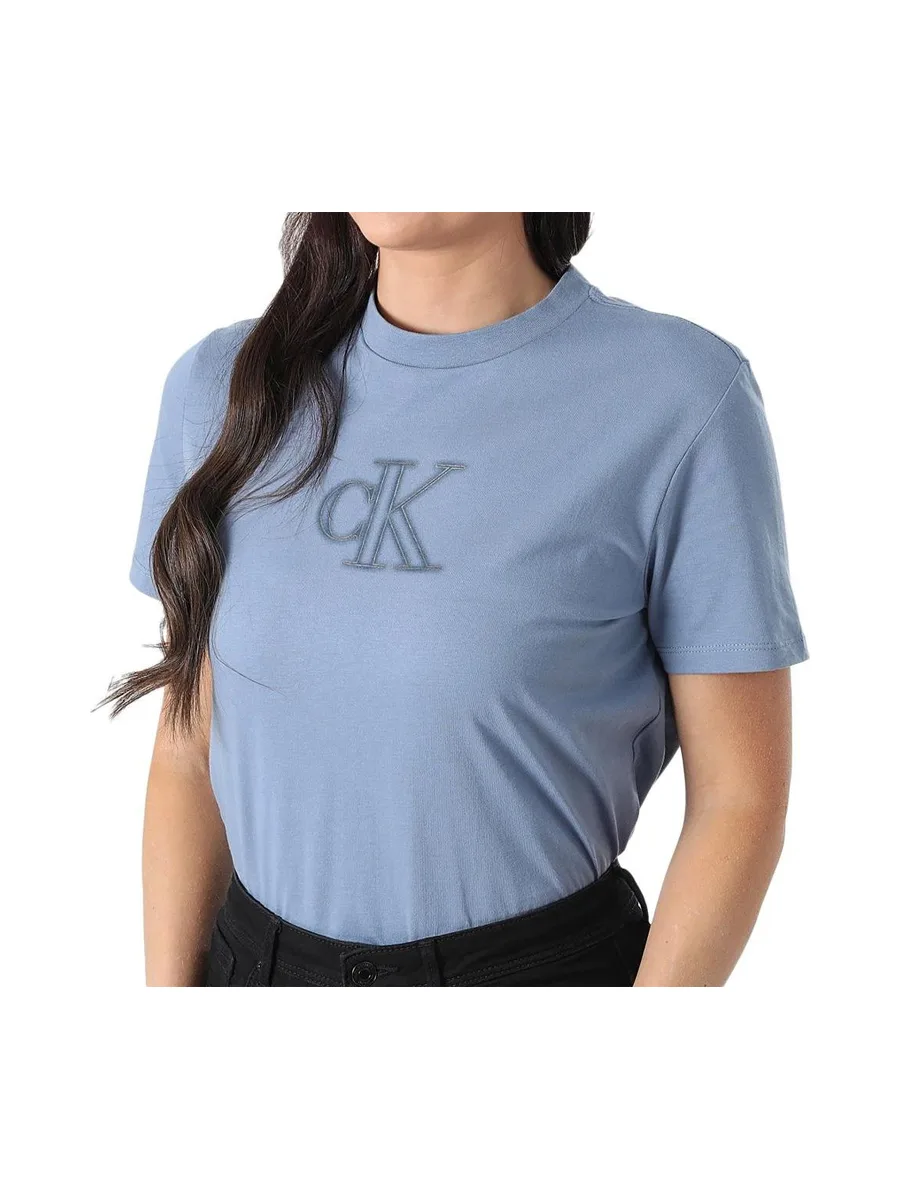 T-Shirt Bleu Clair Femme Calvin Klein Jeans Classic 1