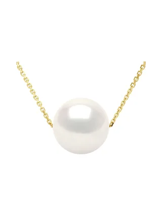 Collier Véritable Perle d'Eau Douce Ronde 9-10 mm — Or Jaune 375 Millièmes — 42 cm 1