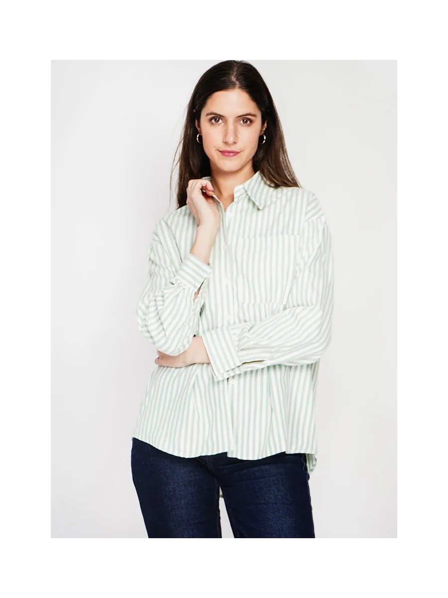 Chemise longue coupe oversize Poche poitrine à manches longues à reyure 8