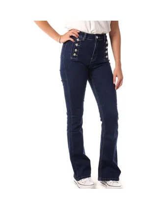 Jean Bleu Femme Monday Premium Jean Bouton 1