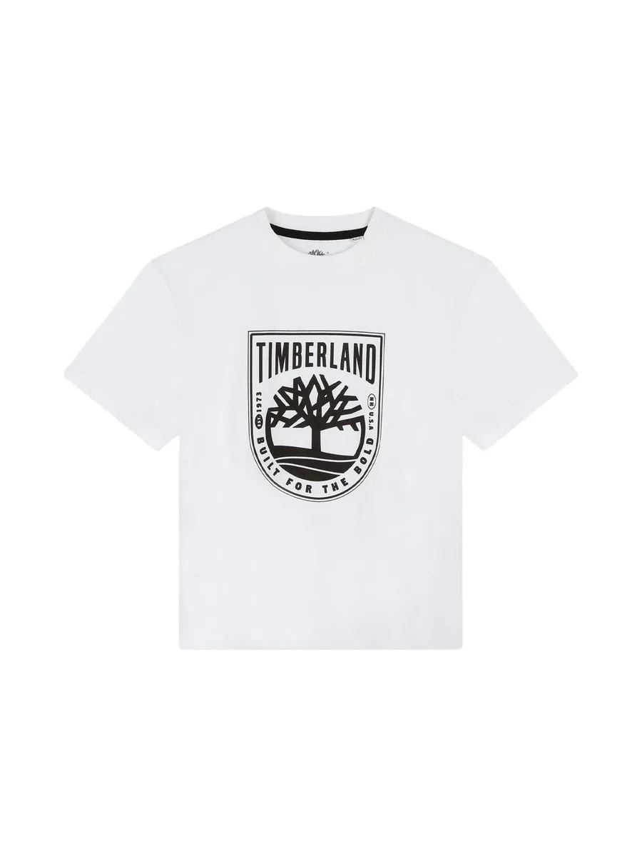 T-Shirt Blanc Garçon Timberland T60291 2