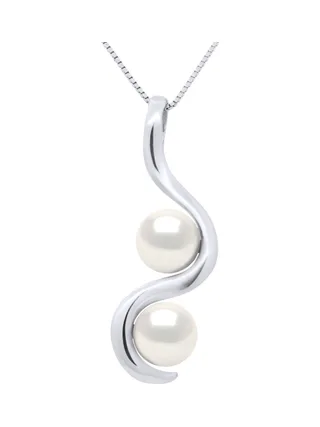 Collier Véritables Perles d'Eau Douce Rondes 7-8 mm — Or Blanc 750 Millièmes — 42 cm 1