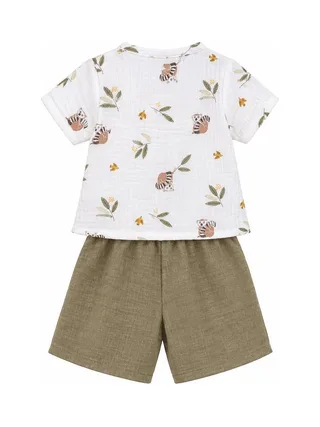 Ensemble Blanc/Kaki Bébé P'tit Mome Paolo 2