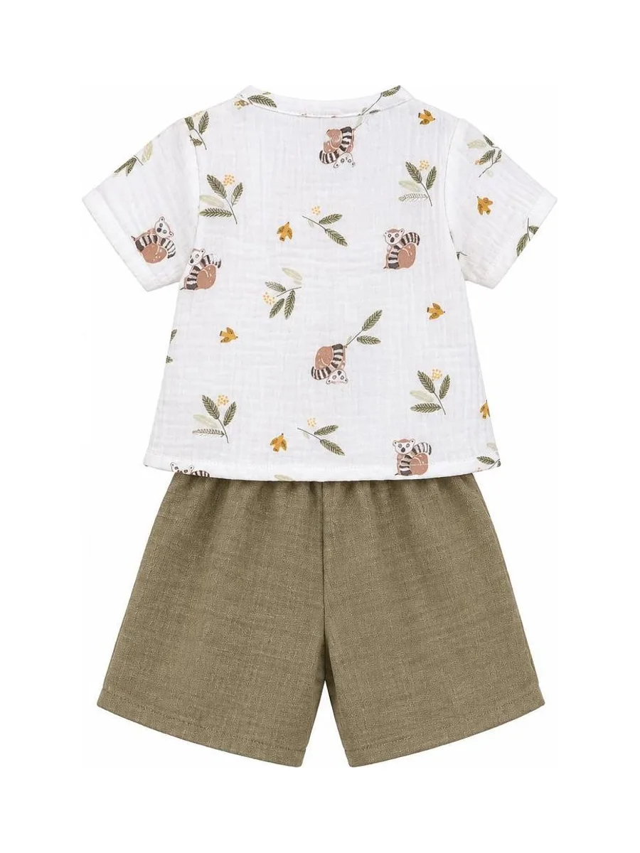 Ensemble Blanc/Kaki Bébé P'tit Mome Paolo 3