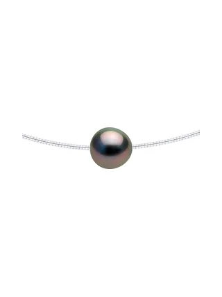 Collier Véritable Perle de Tahiti Ronde 9-10 mm — Argent 925 Millièmes Rhodié — 42 cm 1