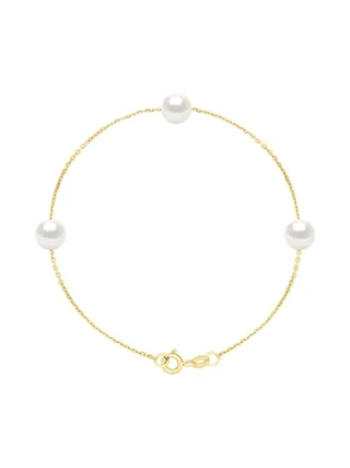 Bracelet Maille Forçat Véritables Perles de Culture d'Eau Douce Rondes 7-8 mm — Vermeil — 18 cm 1