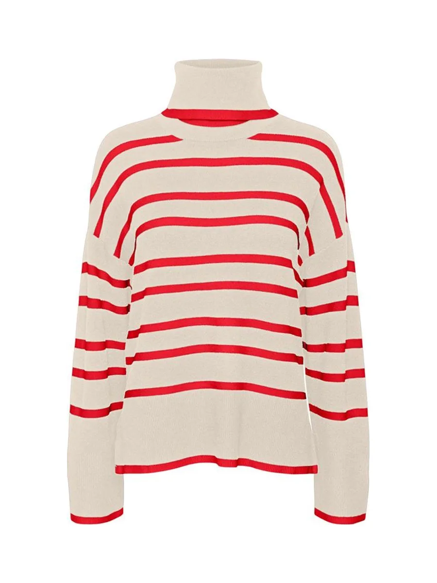 Pull Beige/Rouge Femme Vero Moda Saba 2