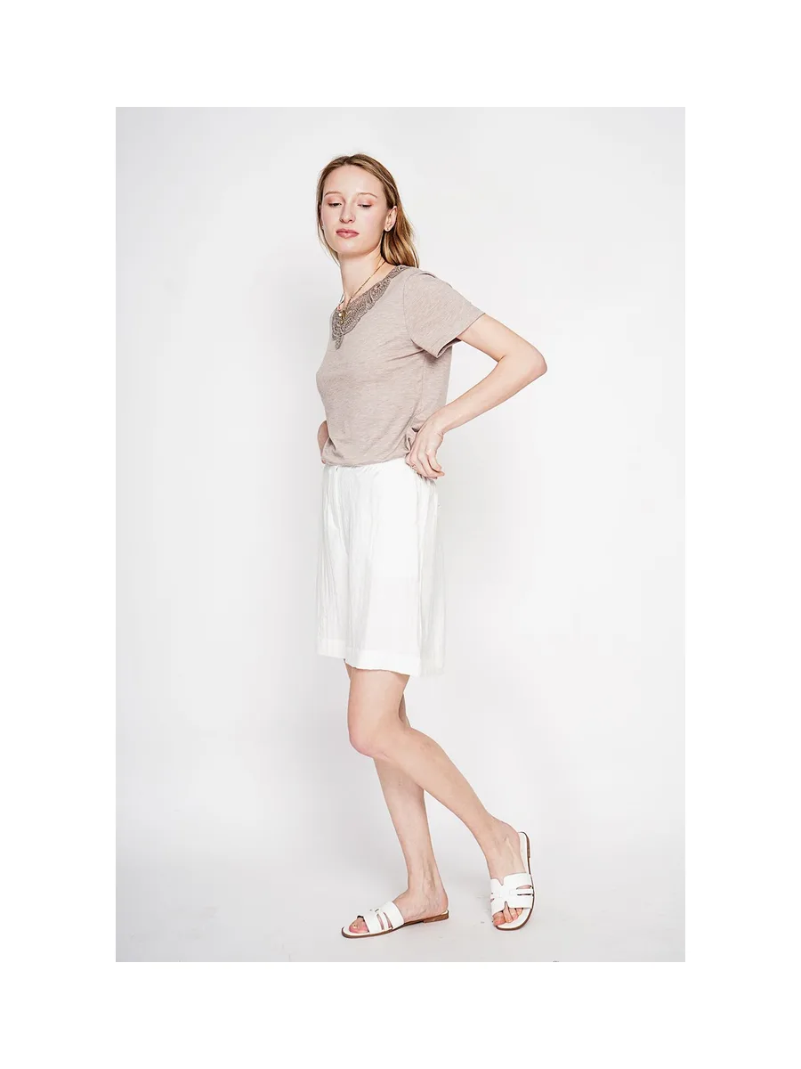 T-shirt col rond manches court dentelle 18