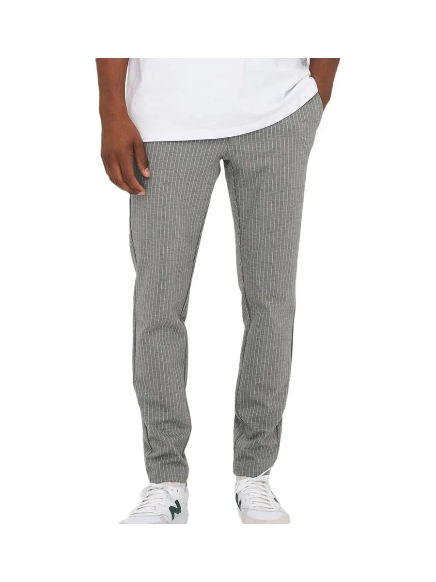 Pantalon Rayures Gris/Blanc Homme Only & Sons Stripe 3727 2