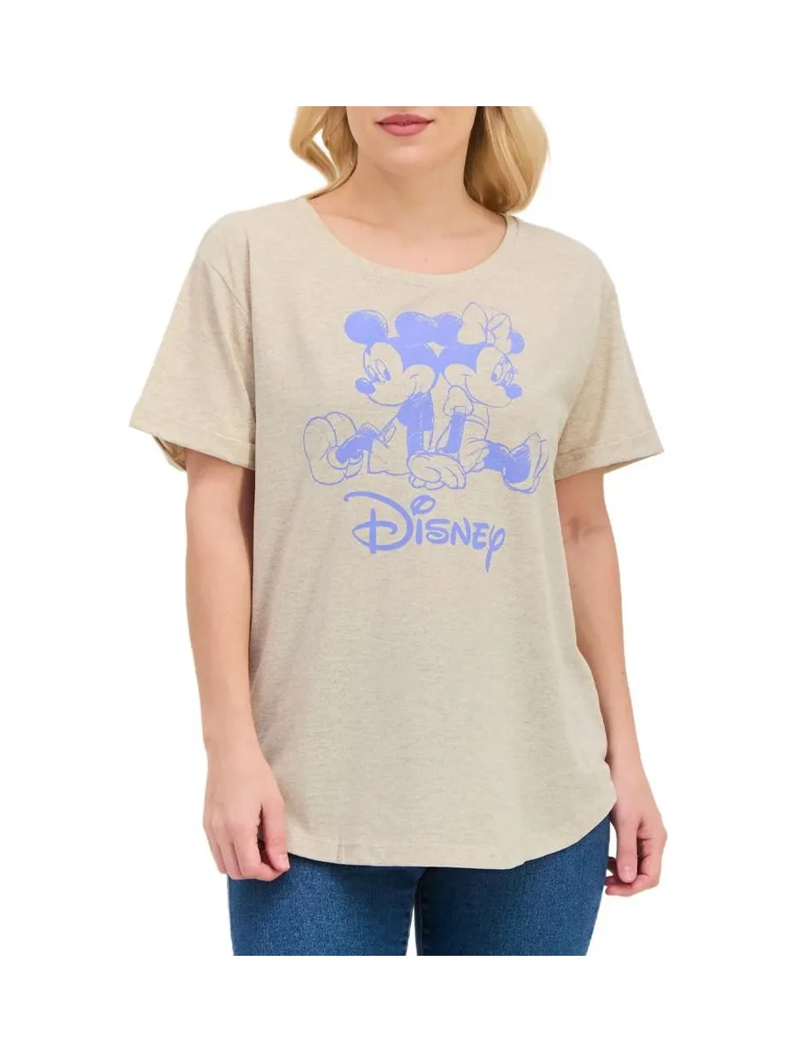 T-Shirt Beige Femme Disney Minnie & Mickey Sketch 2