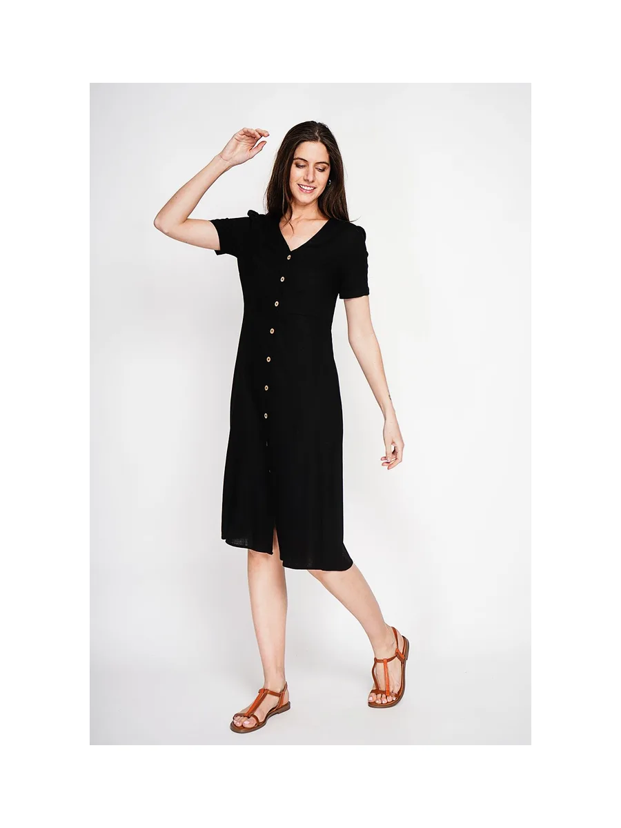 Robe longue boutonnée devant à manche court 10