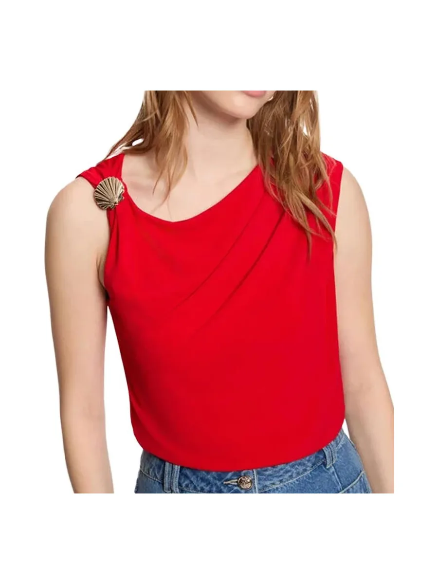 T-Shirt Rouge Femme Morgan Ornementation 2