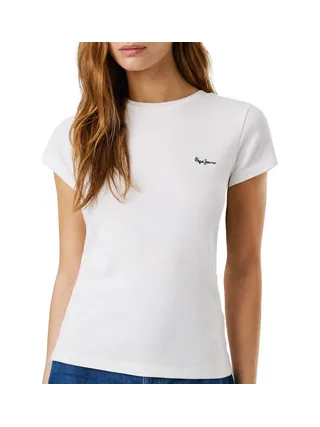 T-Shirt Blanc Femme Pepe jeans PL506037 1