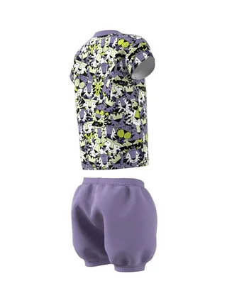Ensemble Noir/Violet Fille Adidas Frottee 2
