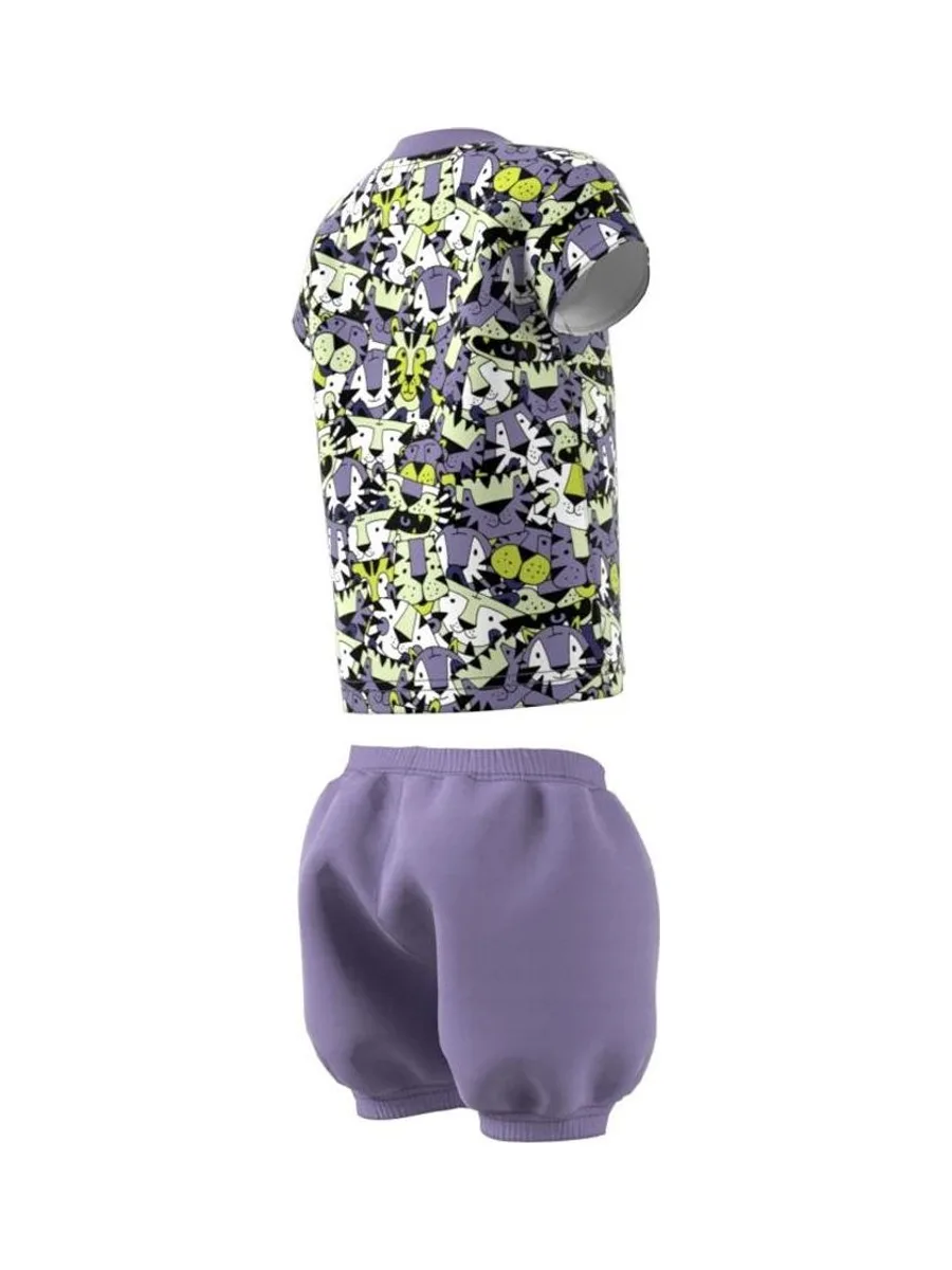 Ensemble Noir/Violet Fille Adidas Frottee 3