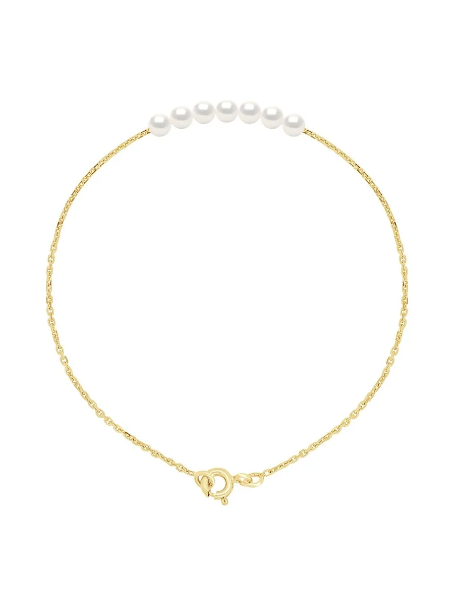 Bracelet Véritables Perles d'Eau Douce Rondes 3-4 mm — Or Jaune 375 Millièmes — 18 cm 1