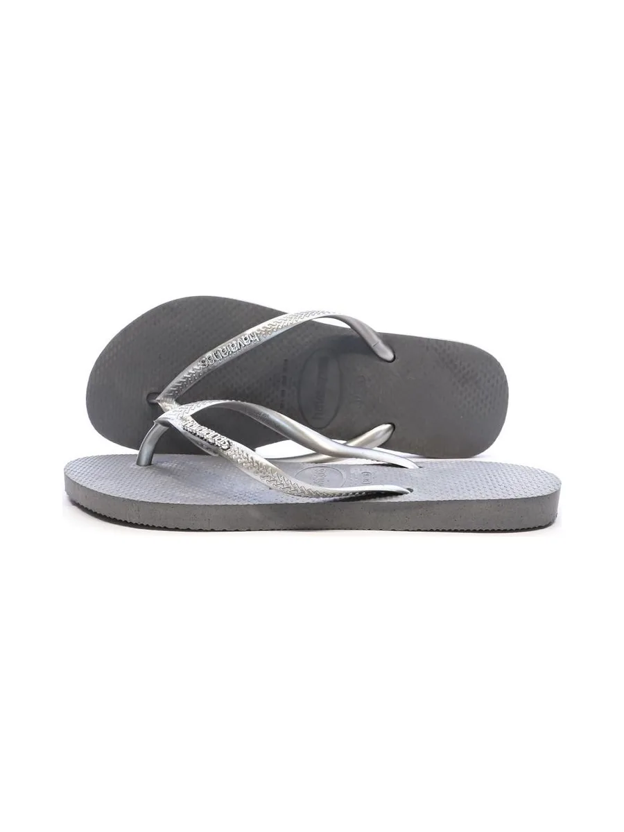 Tongs Gris Femme Havaianas Slim Logo Infradito 2