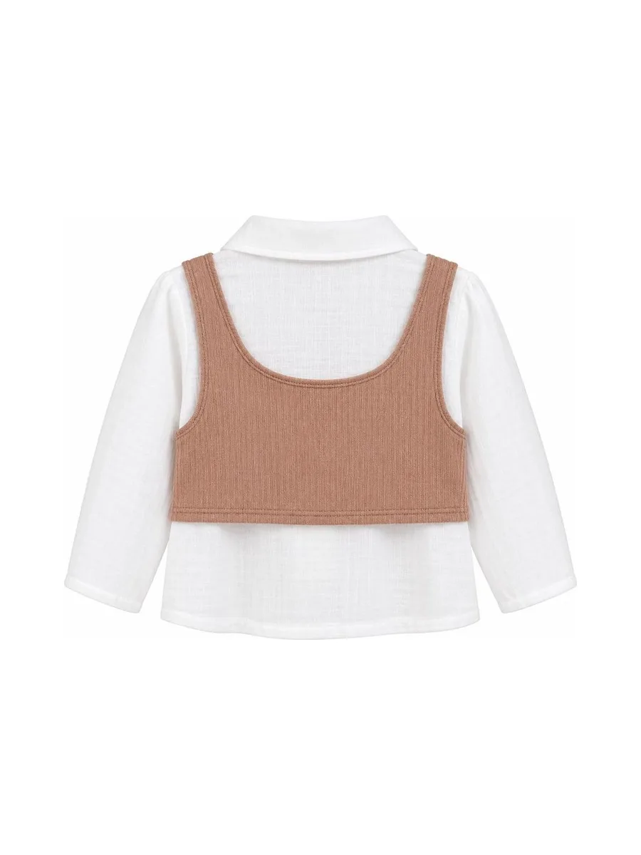 Blouse Blanc/Beige Bébé Fille P'tit Mome Pauline 3