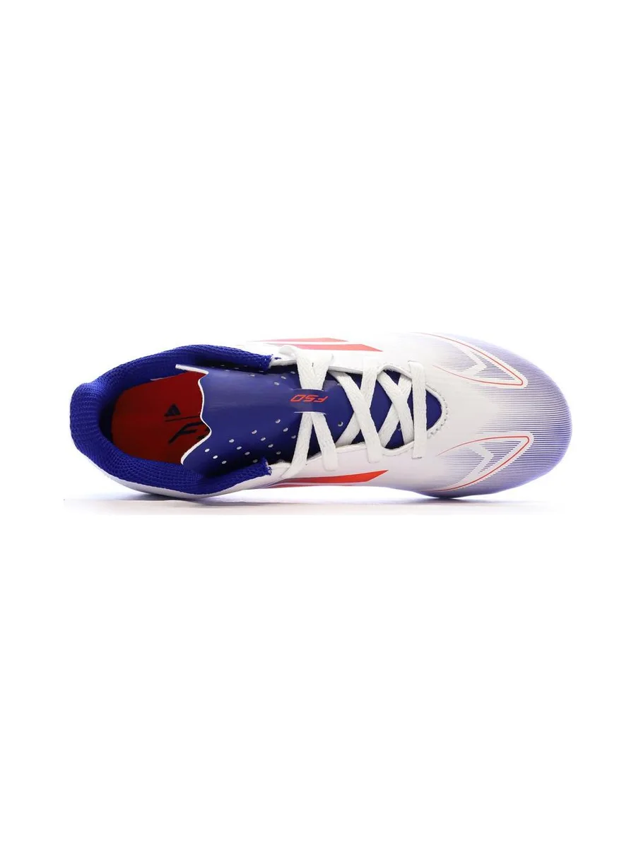 Chaussures de football Blanches/Bleu Garçon Adidas F50 Club Fxg 5