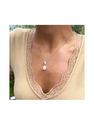 Collier Maille Forçat Véritables Perles d'Eau Douce 9 mm — Argent 925 Millièmes Rhodié — 42 cm 3
