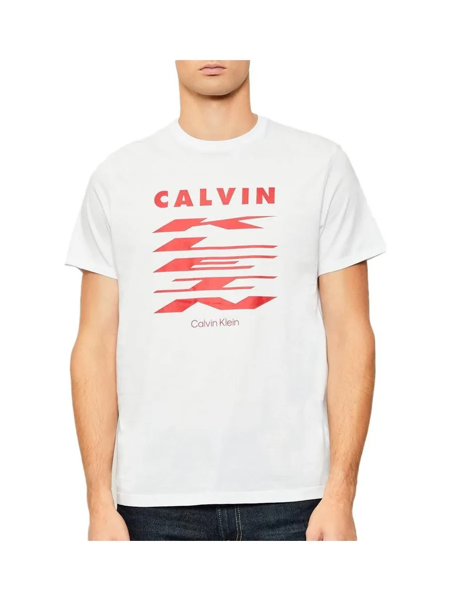 T-Shirt Blanc/Rouge Homme Calvin Klein Jeans 30s 2