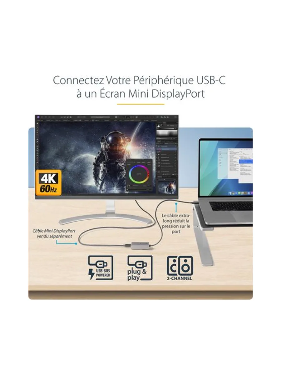 USB C to Mini DisplayPort Adapter 4K60Hz 4
