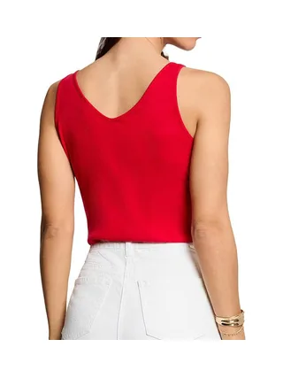 Débardeur cintré col v rouge femme Morgan Bijoux 2