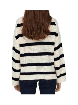 Pull Blanc/Noir Femme JDY Stripe Pullover 2