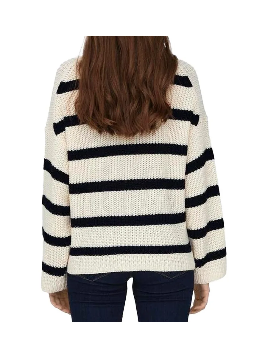 Pull Blanc/Noir Femme JDY Stripe Pullover 3