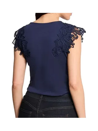 T-Shirt Marine Femme Morgan Fleurs 2