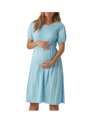 Robe de Grossesse Bleu Femme Mamalicious Pannie 1