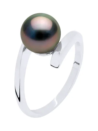 Bague Jonc Véritable Perle de Tahiti Ronde 7-8 mm — Argent 925 Millièmes Rhodié 3
