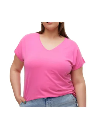 T-shirt Rose Fushia Femme Vero Moda Aya Curve 1