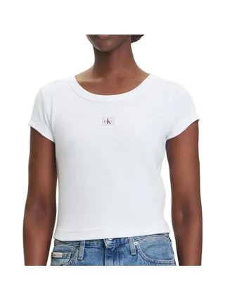 T-Shirt Blanc Femme Calvin Klein Label 2x2 1