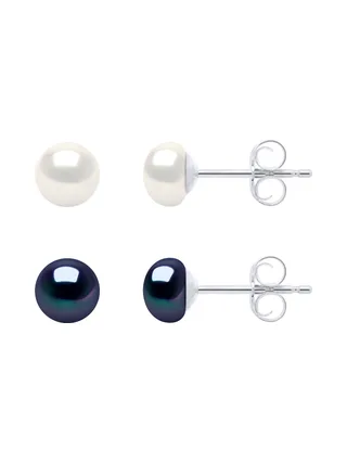 Boucles d'Oreilles Véritables Perles de Culture d'Eau Douce 5-6 mm — Argent 925 Millièmes 1