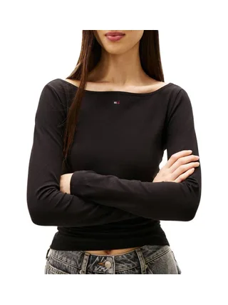 T-shirt Noir Femme Tommy Hilfiger Tjw Slim S Flag 1