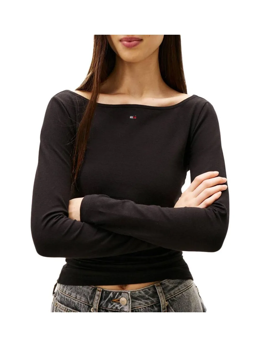 T-shirt Noir Femme Tommy Hilfiger Tjw Slim S Flag 2