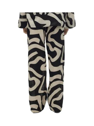 Pantalon fluide Noir/Beige Femme Vero Moda Gnete 2