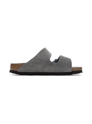 Sandales Grises Mixte Birkenstock Arizona Suede Leather Narrow 2