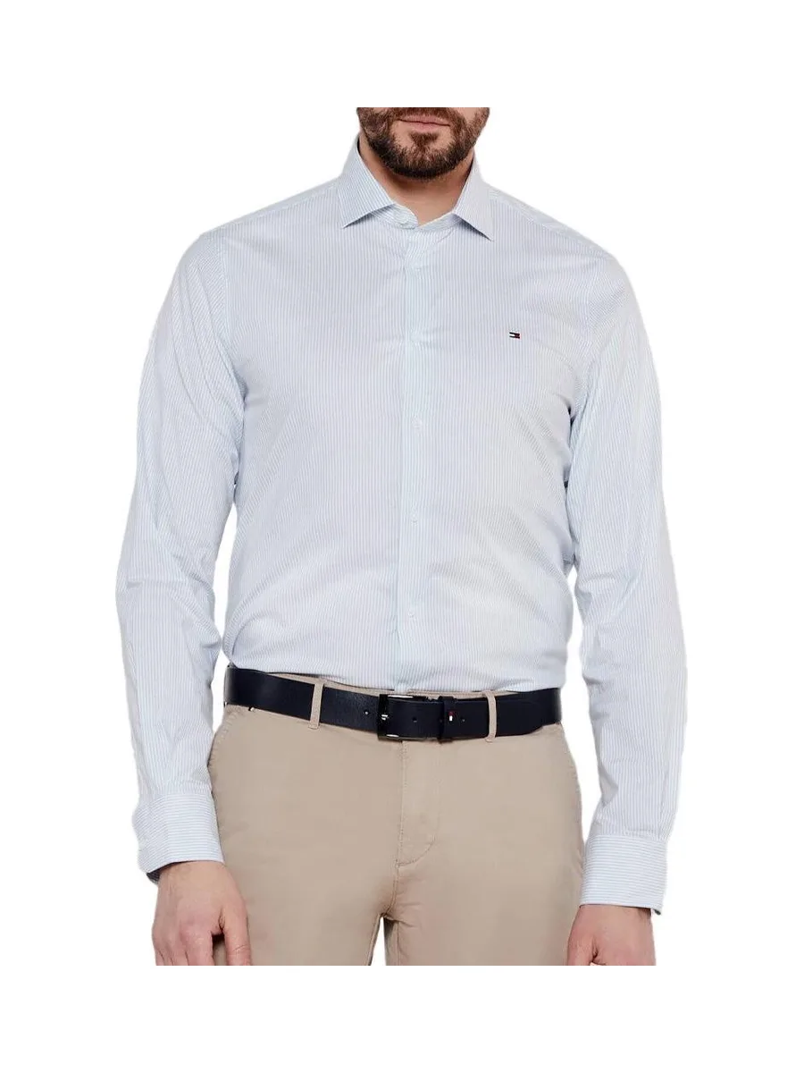 Chemise Blanche/Bleu Homme Tommy Hilfiger Strch Poplin 1