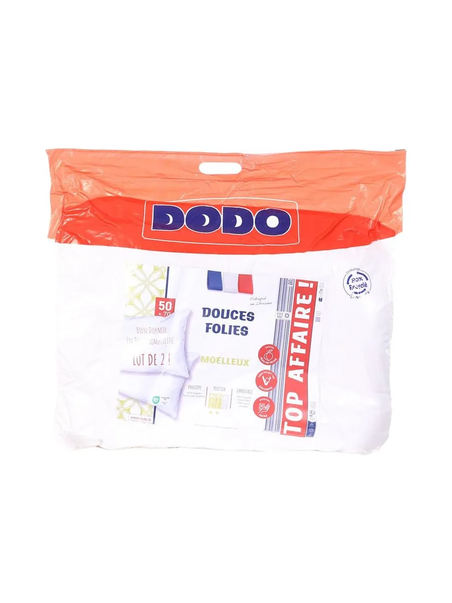 X2 Oreillers Blanc Dodo 2 Douce Folie 50x70 2