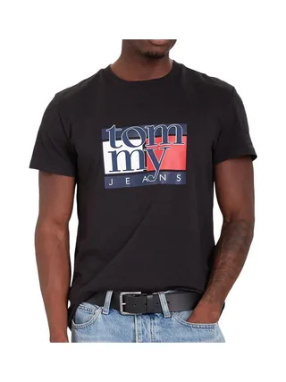 T-shirt Noir Homme Tommy Hilfiger Flag DM0DM21977 1