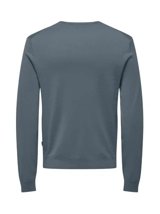 Pull Bleu Gris Homme Only & Sons Life Crew Knit 2