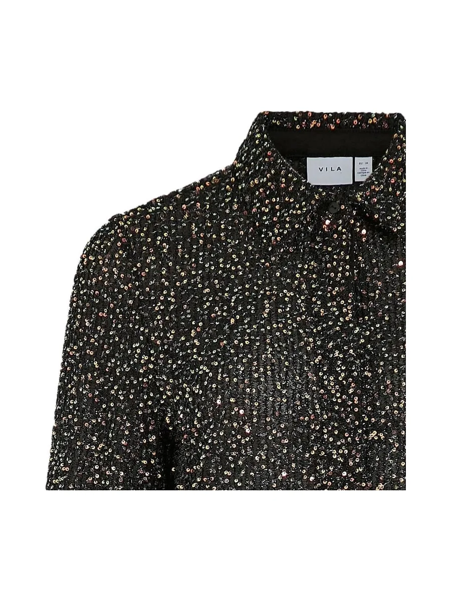 Chemise à Sequin Noir Femme Vila Scara 4