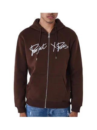 Sweat Zippé Marron Homme Project X Paris Broderie Origin 1