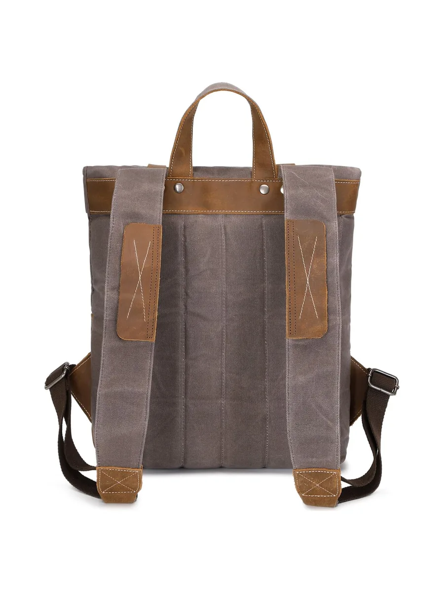 NES - Sac à dos en cuir véritable et toile enduite - Bleu 52