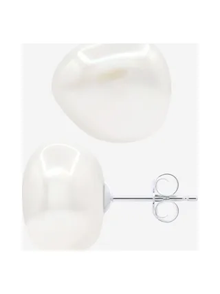 Boucles d'Oreilles Véritables Perles d'Eau Douce Baroques 12-13 mm — Or Blanc 375 Millièmes 5