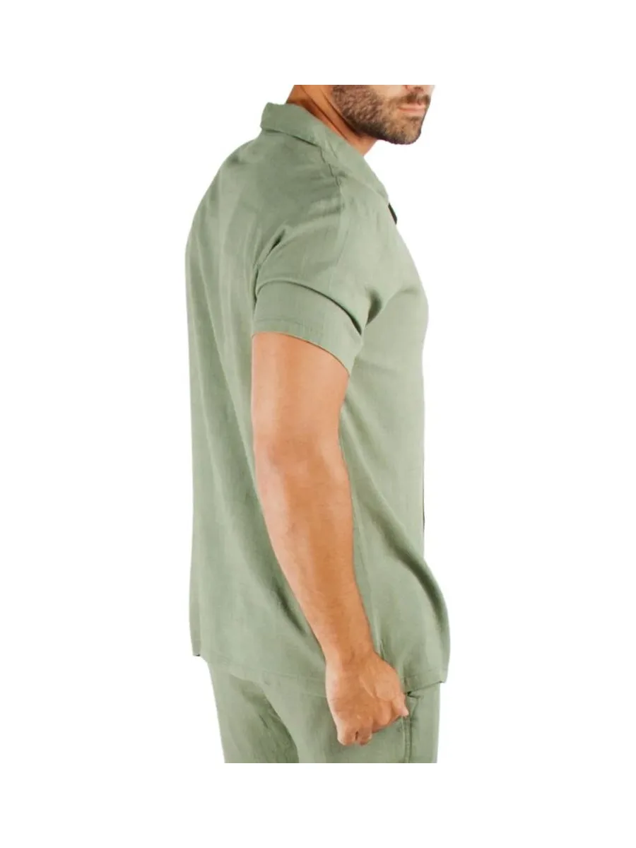 Chemise Kaki Homme Paname Brothers Lin Ficelle 3