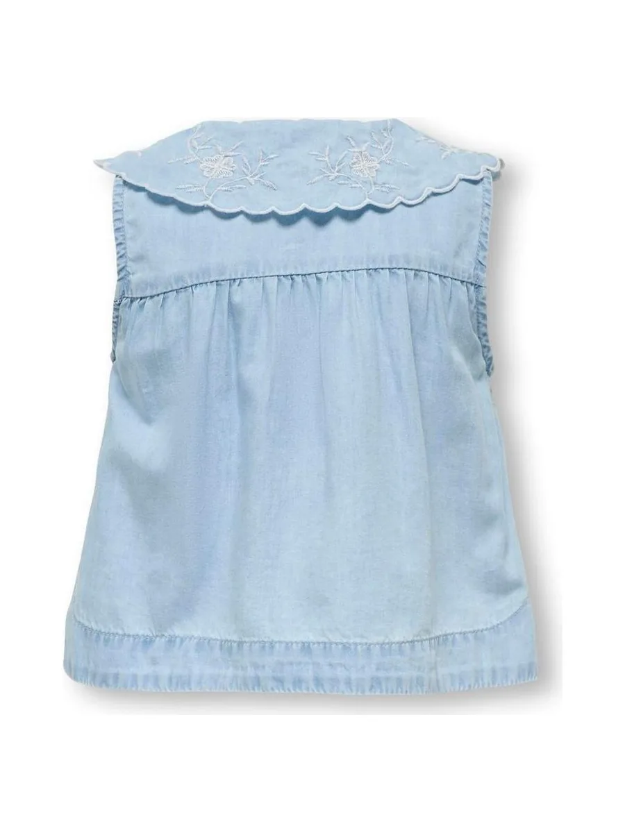 Blouse Bleu Fille Only Embroidery 3