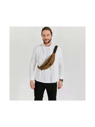 FLO - Sac banane en cuir véritable et toile enduite - Bleu 10